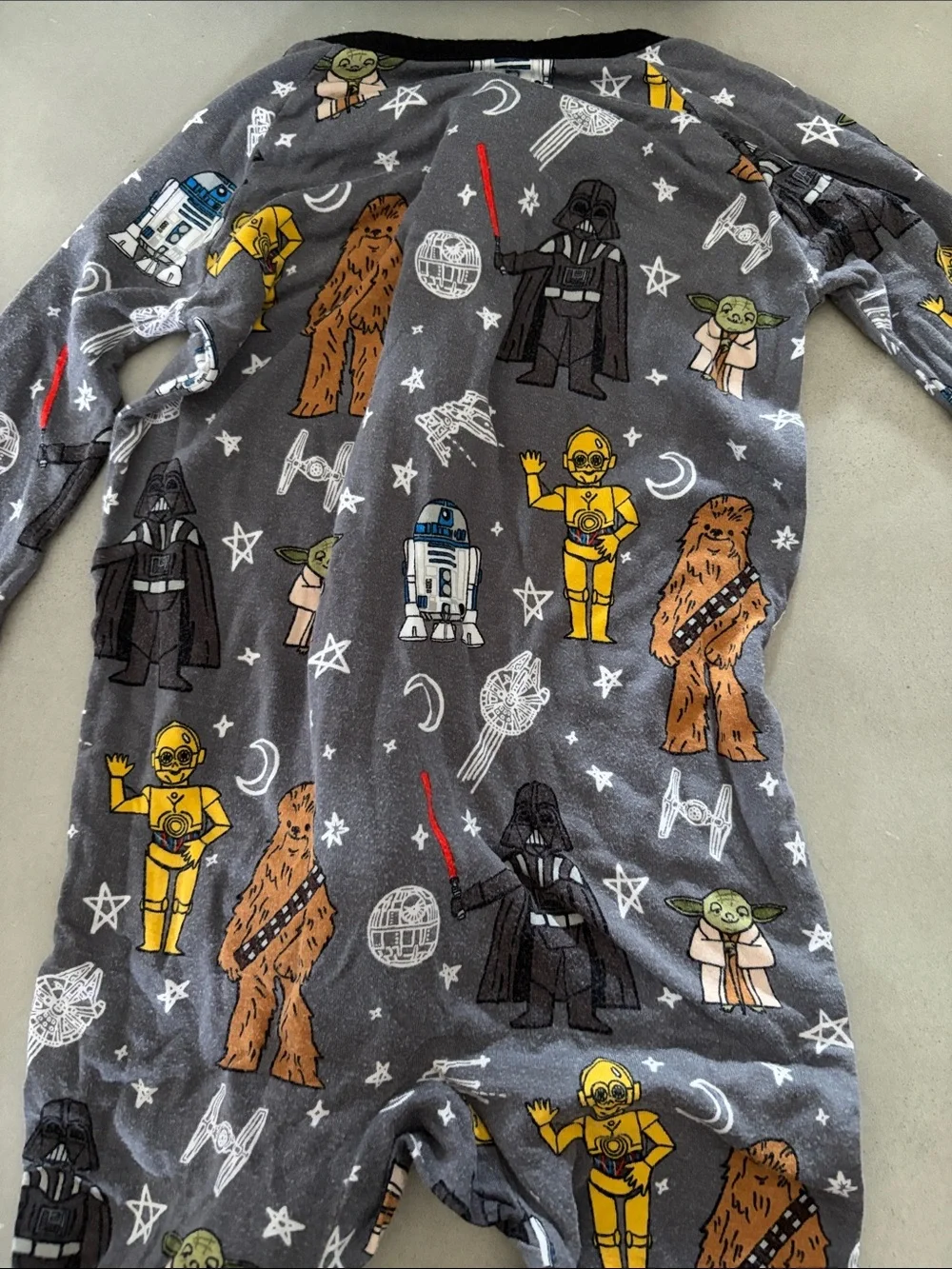 Little Sleepies Gray Star Wars Footed One-Piece Pajama with Black Trim